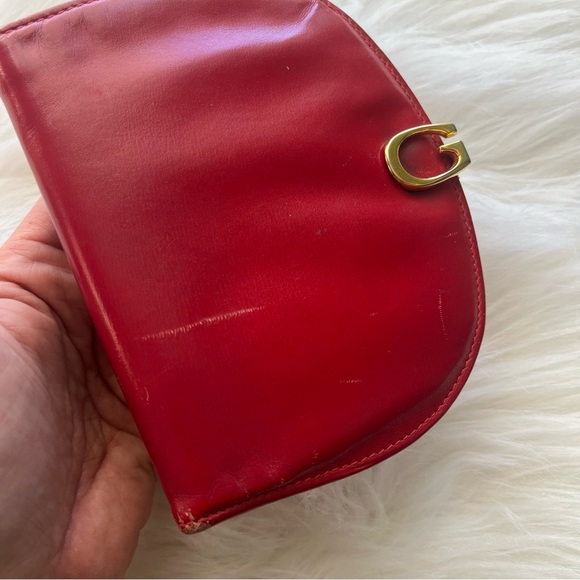 Vintage Gucci Red Leather Dome Lilypad Wallet Small Clutch Rare - Picture 4 of 16